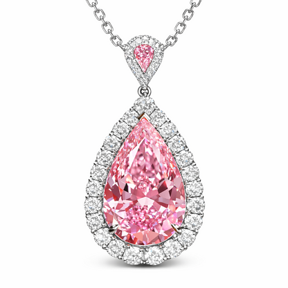 Fancy Vivid Pink Pear Diamond Halo Pendant — 5.00 CT
