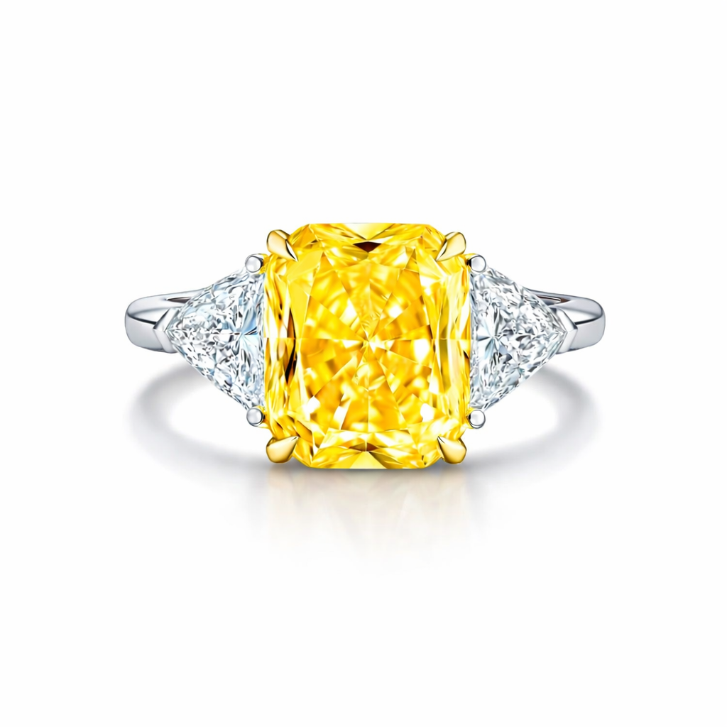 Fancy Yellow Diamond Trilogy Ring in Platinum