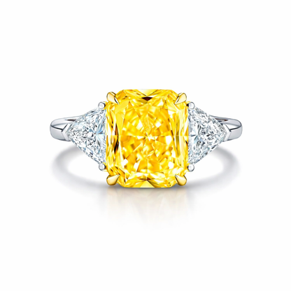 Fancy Yellow Diamond Trilogy Ring in Platinum
