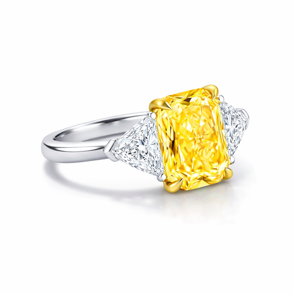 Fancy Yellow Diamond Trilogy Ring in Platinum