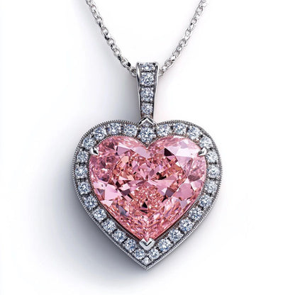 5ct Fancy Pink Heart Shaped diamond Pendant