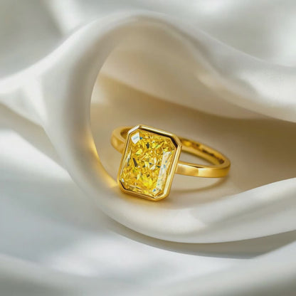 Radiant Yellow Diamond Ring – in 18k Yellow Gold