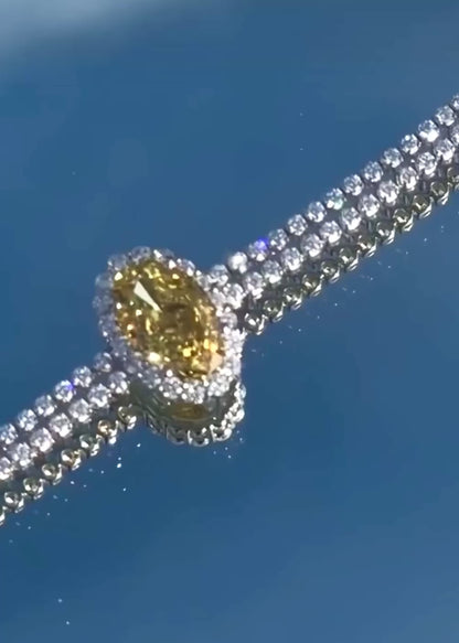Jade Yellow oval diamond choker